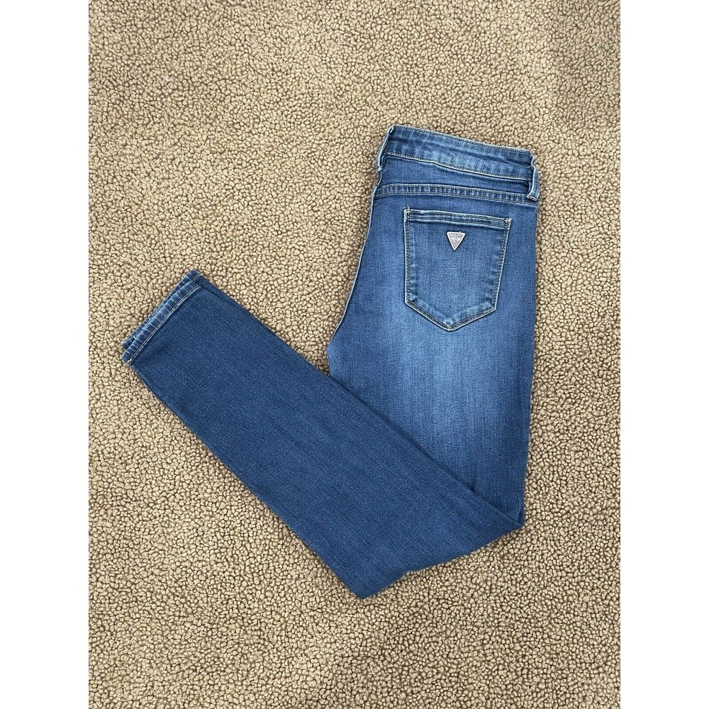 Guess Jeans Womens Size 26 Blue Low Rise PowerSkinny Cotton Blend Med Wash Denim